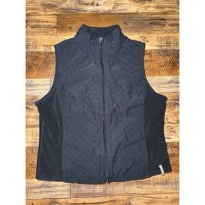 Columbia Vest Womens Sz S Full Zip Pockets Quilted Outdoor Casual Black Fleece